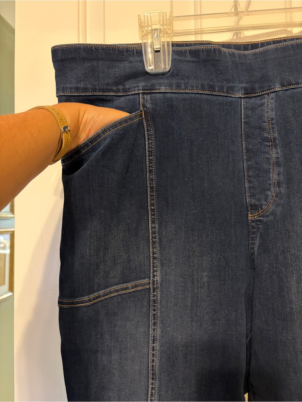 Duluth Trading Co Jean-Netics Pull-On Stretch Skinny Jeans Dark Blue Size 18 - Picture 3 of 11